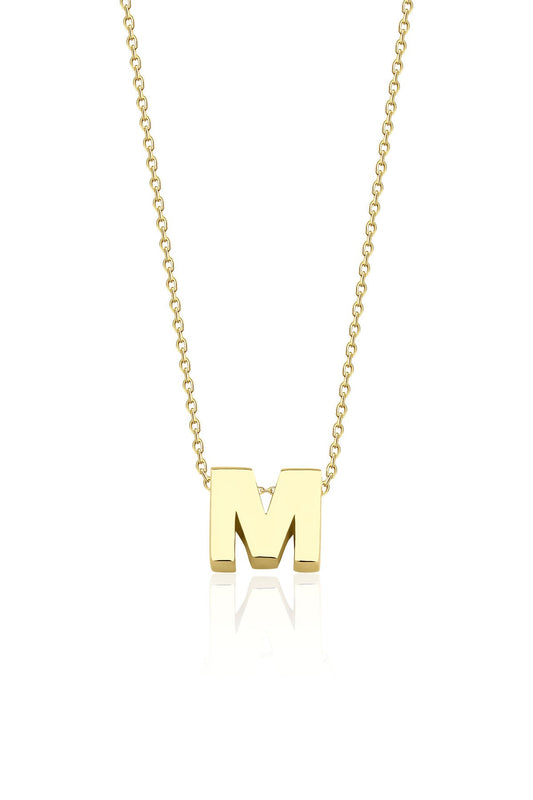 14K Gold M Initial Necklace