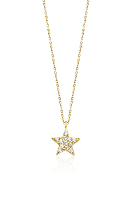 14K Gold Minimal Stone Star Necklace