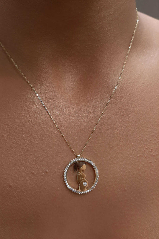 14K Gold Mother and Baby Necklace