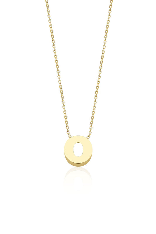 14K Gold O Initial Necklace