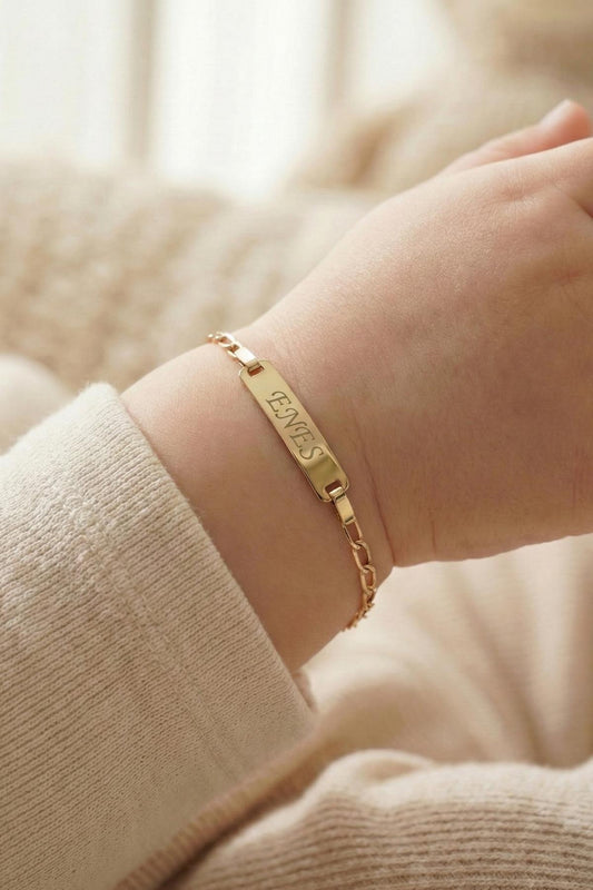 14K Gold Paperclip Baby ID Bracelet