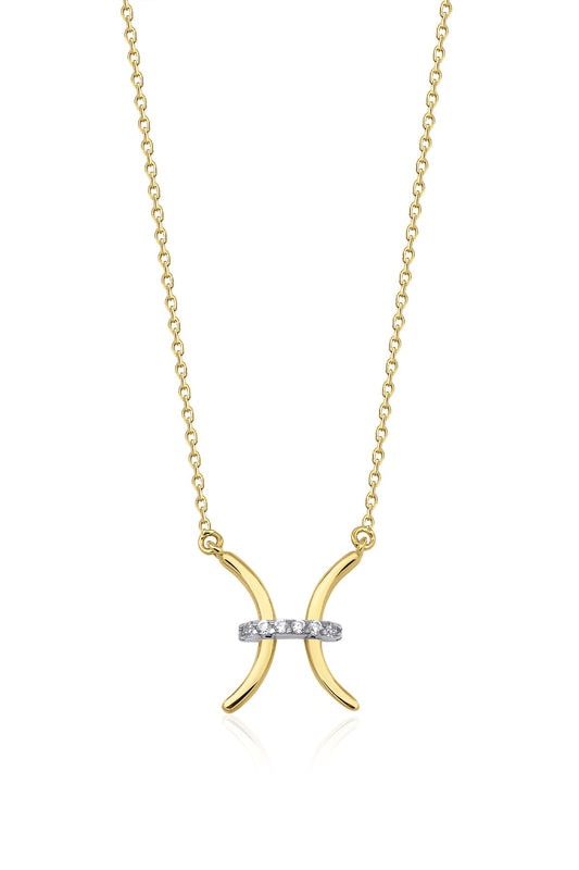 14K Gold Pisces Zodiac Sign Necklace