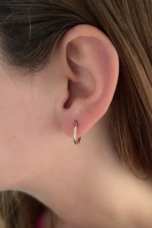 14K  Gold Plain Hoop Earrings