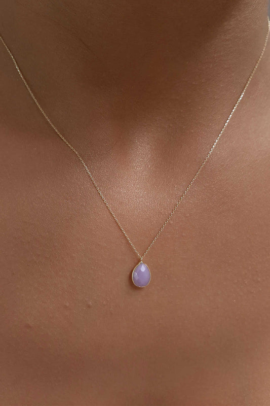 14K Gold Quartz Teardrop Necklace
