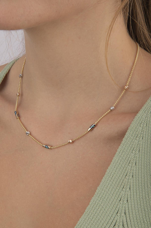 14K Gold Roller Evil Eye Necklace