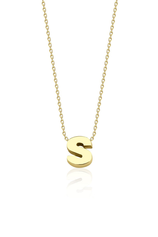 14K Gold S Initial Necklace