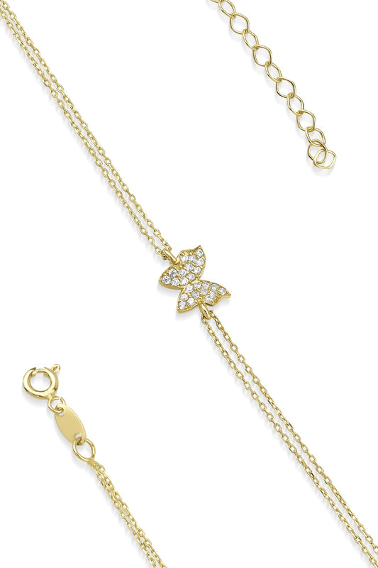 14K Gold Stone Butterfly Shape Bracelet