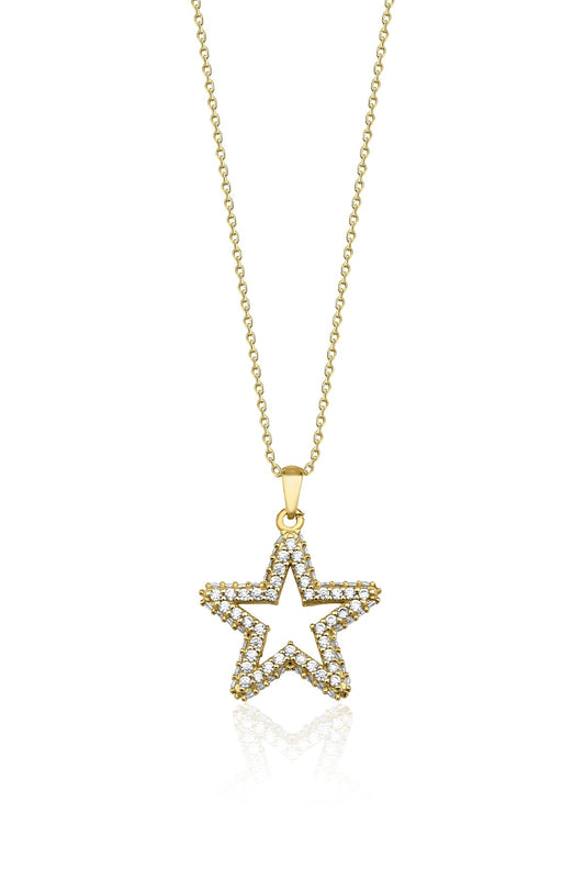 14K Gold Stone Star Necklace