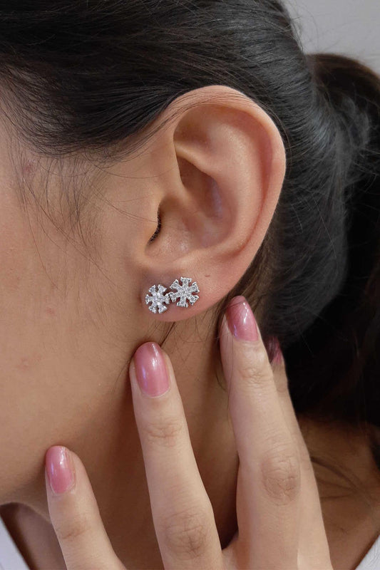 14K Gold Stud Snowslake Earrings
