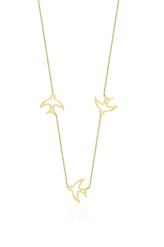 14K Gold Swallow Necklace