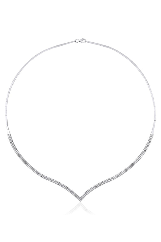 14K Gold Tennis Necklace White