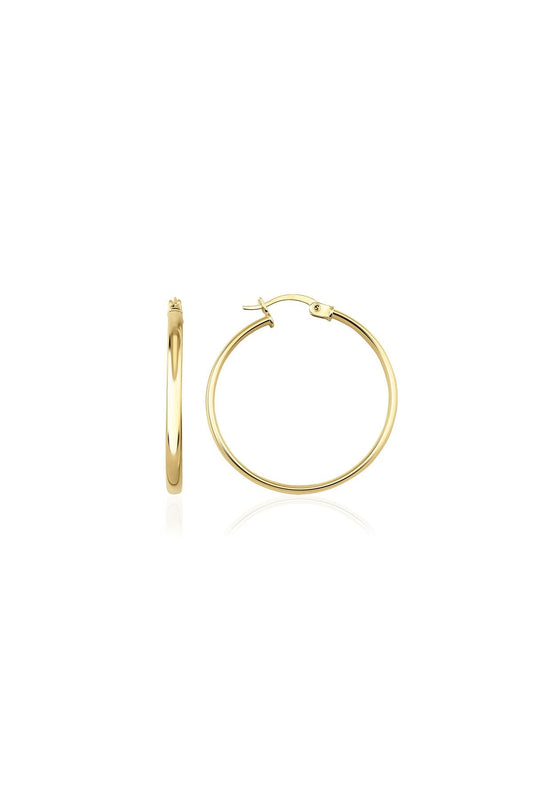 14K Gold Thin Plain Tube Hoop Earrings