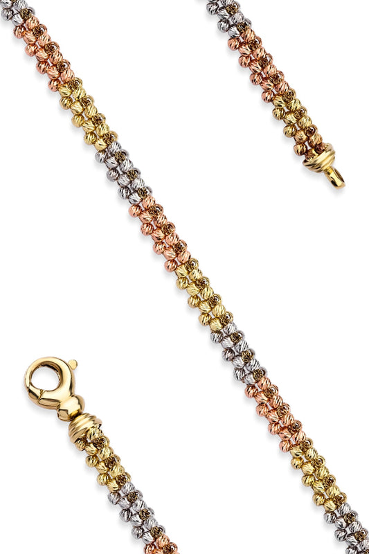 14K Gold Tri_ Color Dorica Tarnish Resistant Adjustable Bracelet