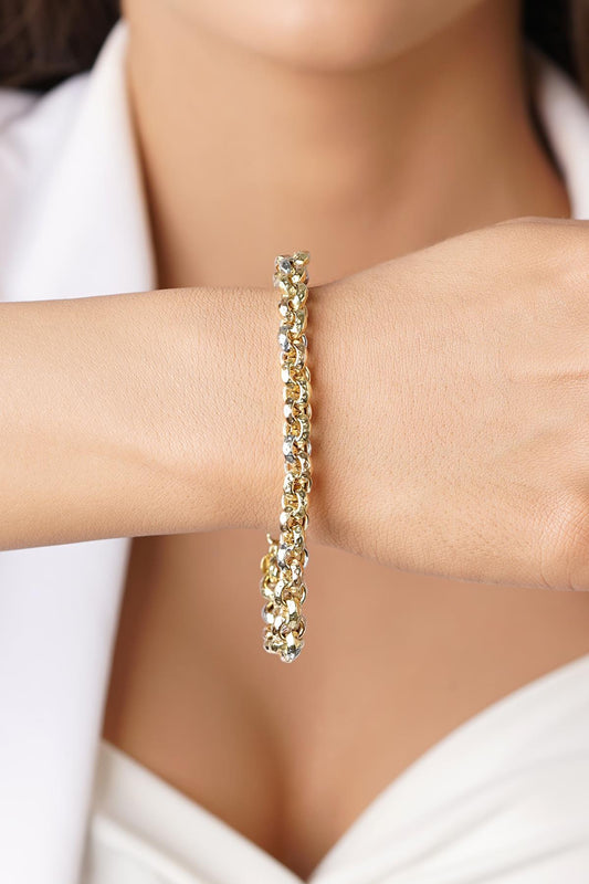 14K Gold Triple Color Rolo Bracelet