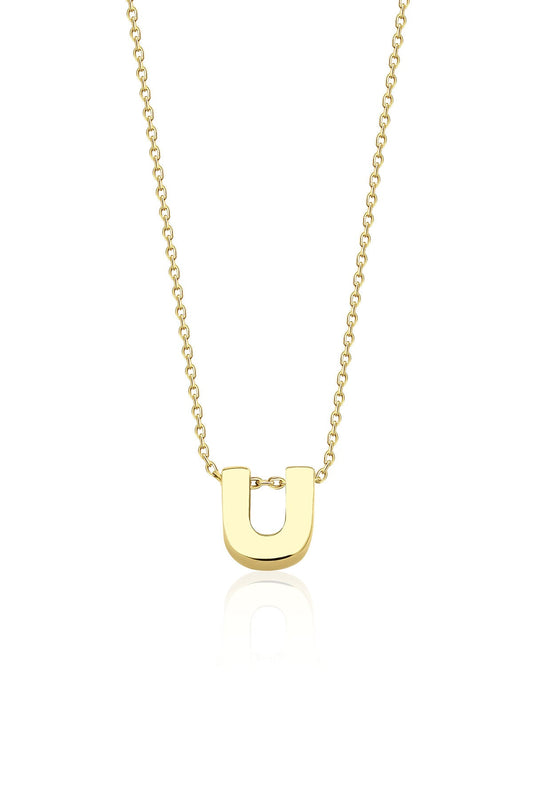14K Gold U Initial Necklace