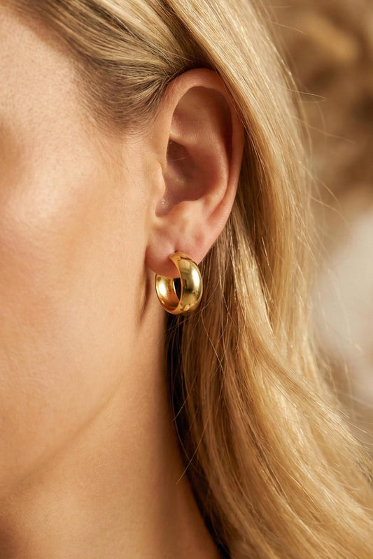 14K Gold Wide Hoop Earrings