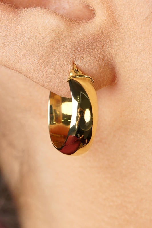 14K Gold Wide Hoop Earrings 7