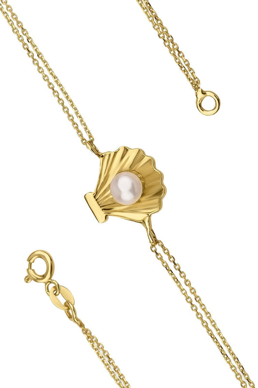 14K Gold Wide Oyster Pearl Bracelet