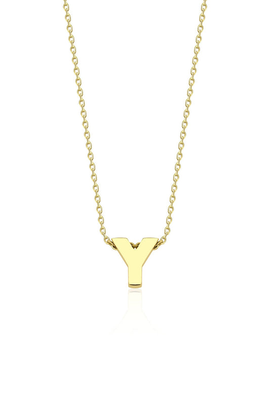 14K Gold Y Initial Necklace