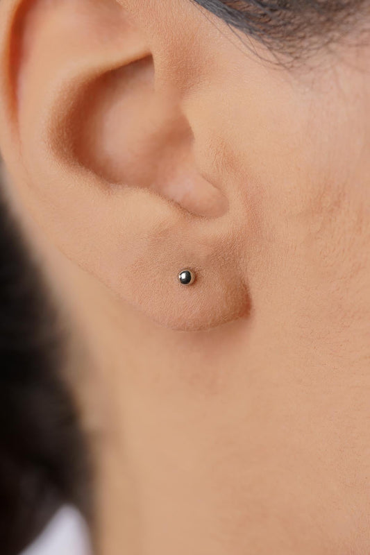 14K Solid Gold Tiny Ball Stud Earrings