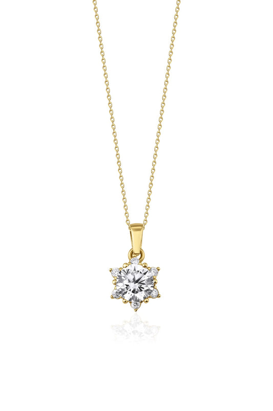 14K Yellow Gold Lotus Rose Necklace