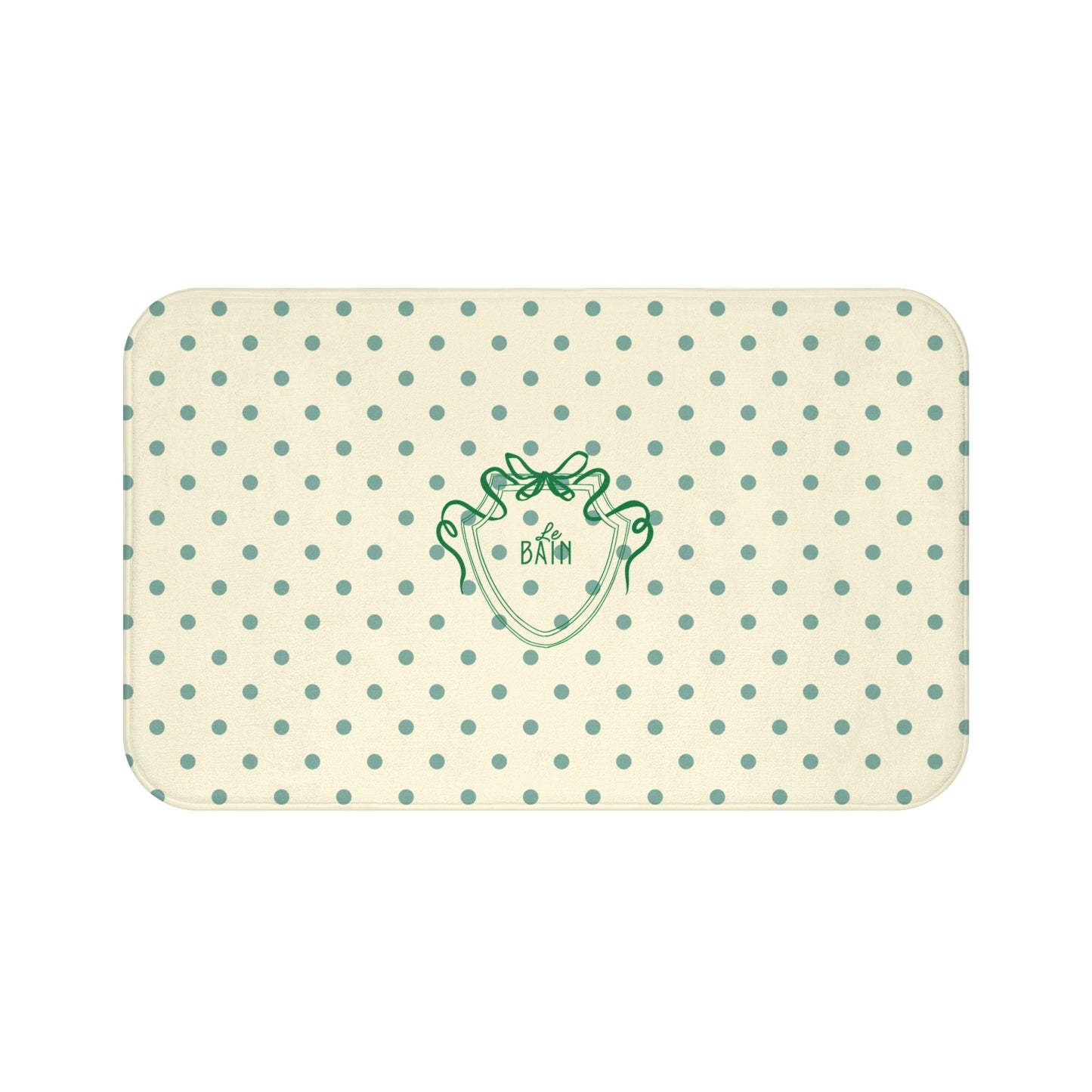 Polka Dot "Le Bain" Bath Mat — Cream & Sage Green Bathroom Rug
