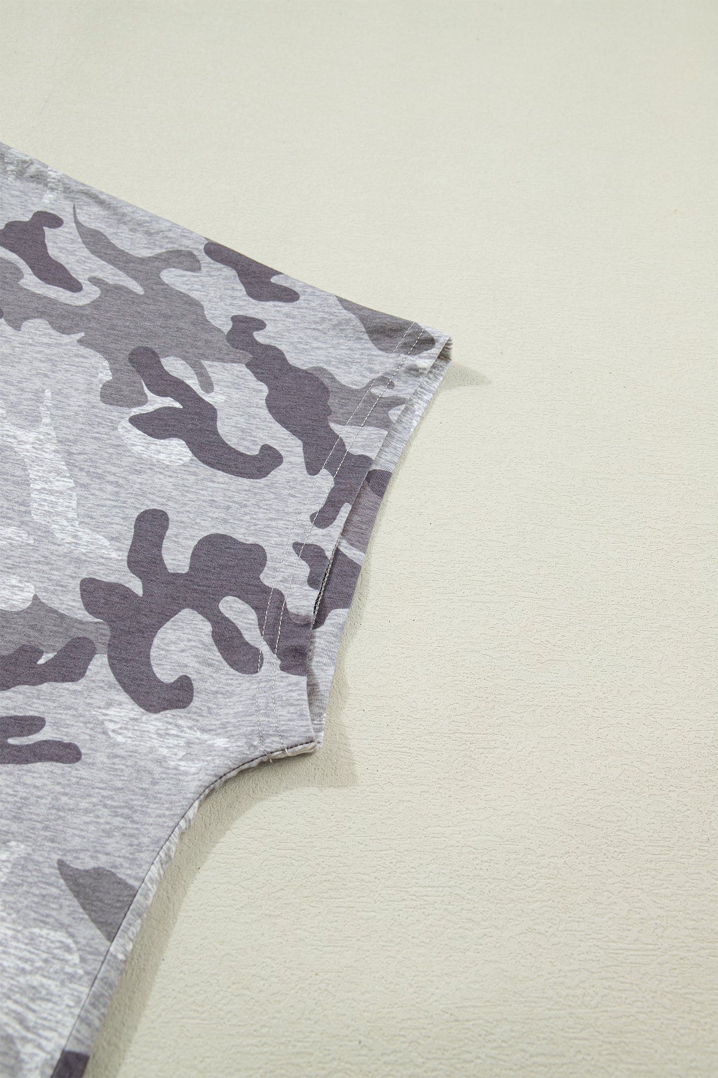 Gray Plus Size Camo Print Casual T Shirt