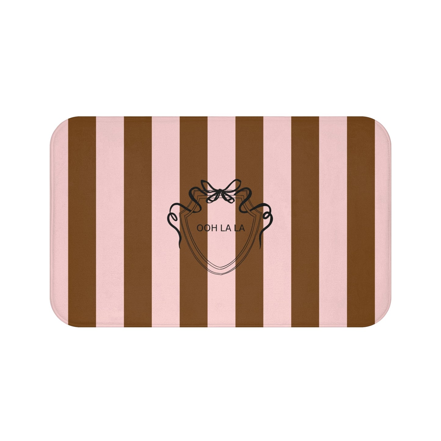 Striped 'Ooh La La' Bath Mat — Pink & Brown Decorative Bathroom Rug