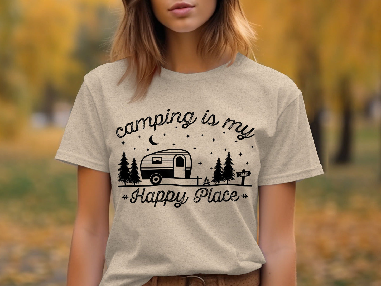Camping Is My Happy Place Adventure Graphic T-Shirt
