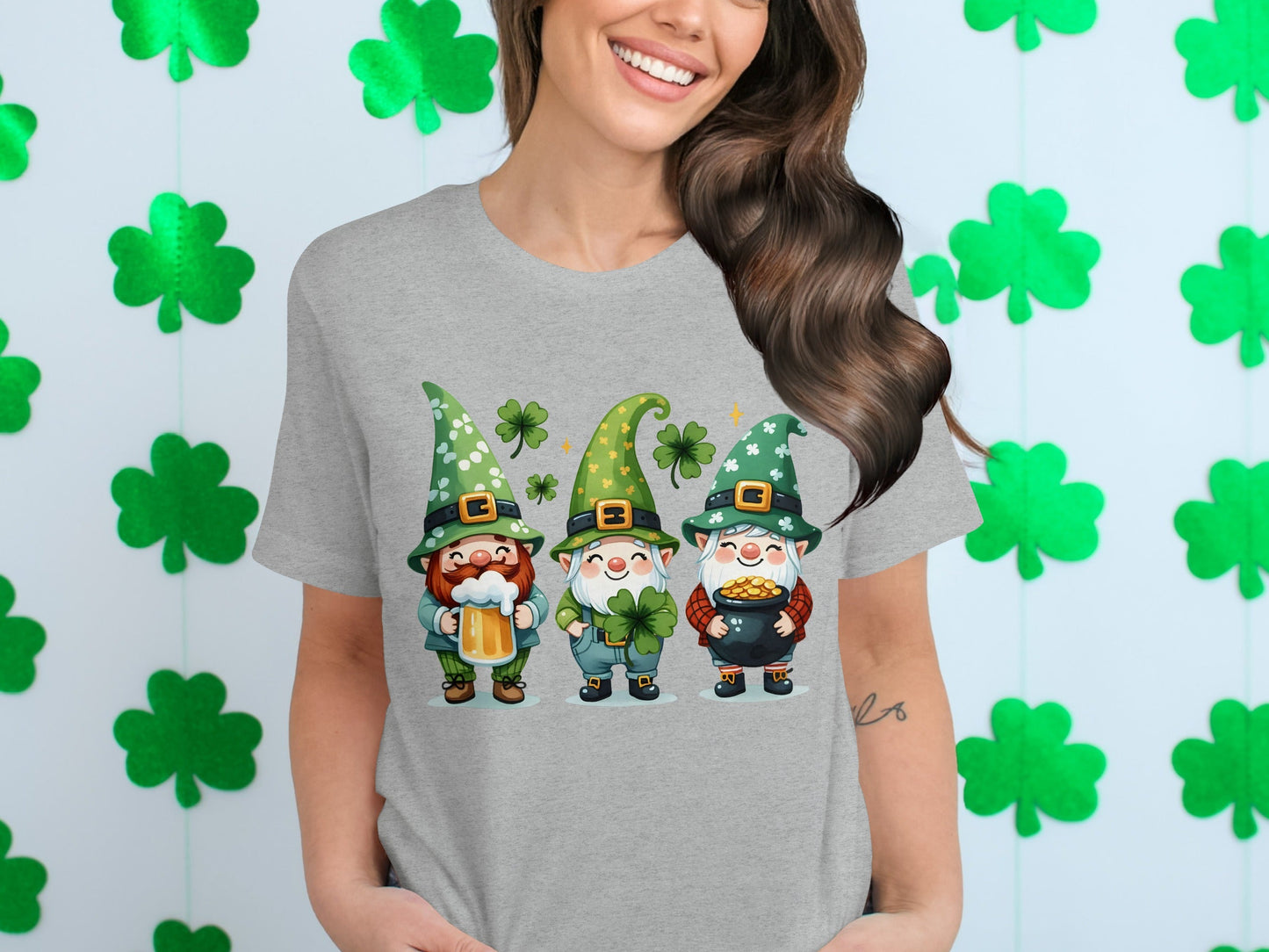 Lucky Gnome T-Shirts, St Patricks Day Shirt, Irish Gnome Shirt, Shamrock Shirt, St Paddys Day Apparel, Cute Gnomes T-Shirt