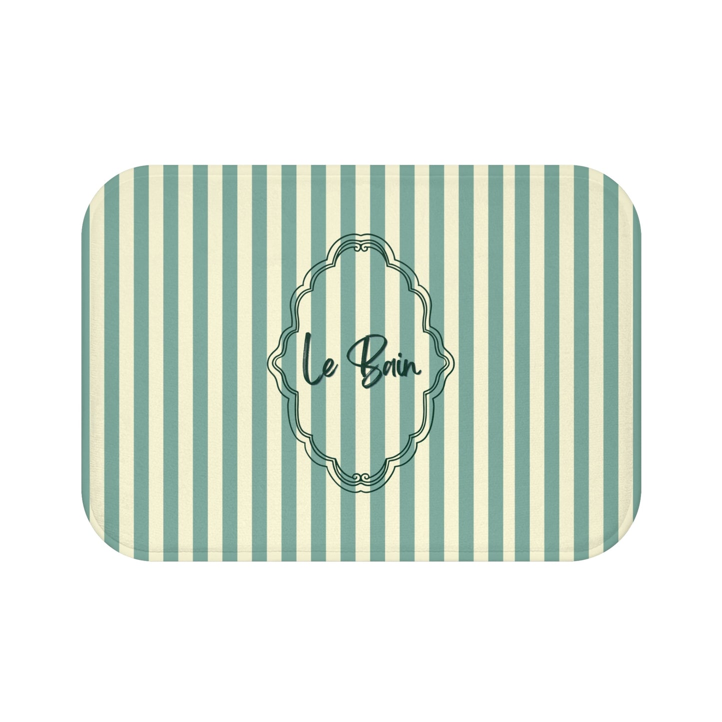 Le Bain Striped Bath Mat — Coastal Green/Cream Bathroom Rug