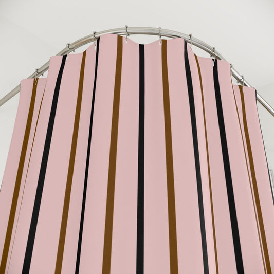 Sophisticated Pink Striped Shower Curtain — Modern Bath Accents