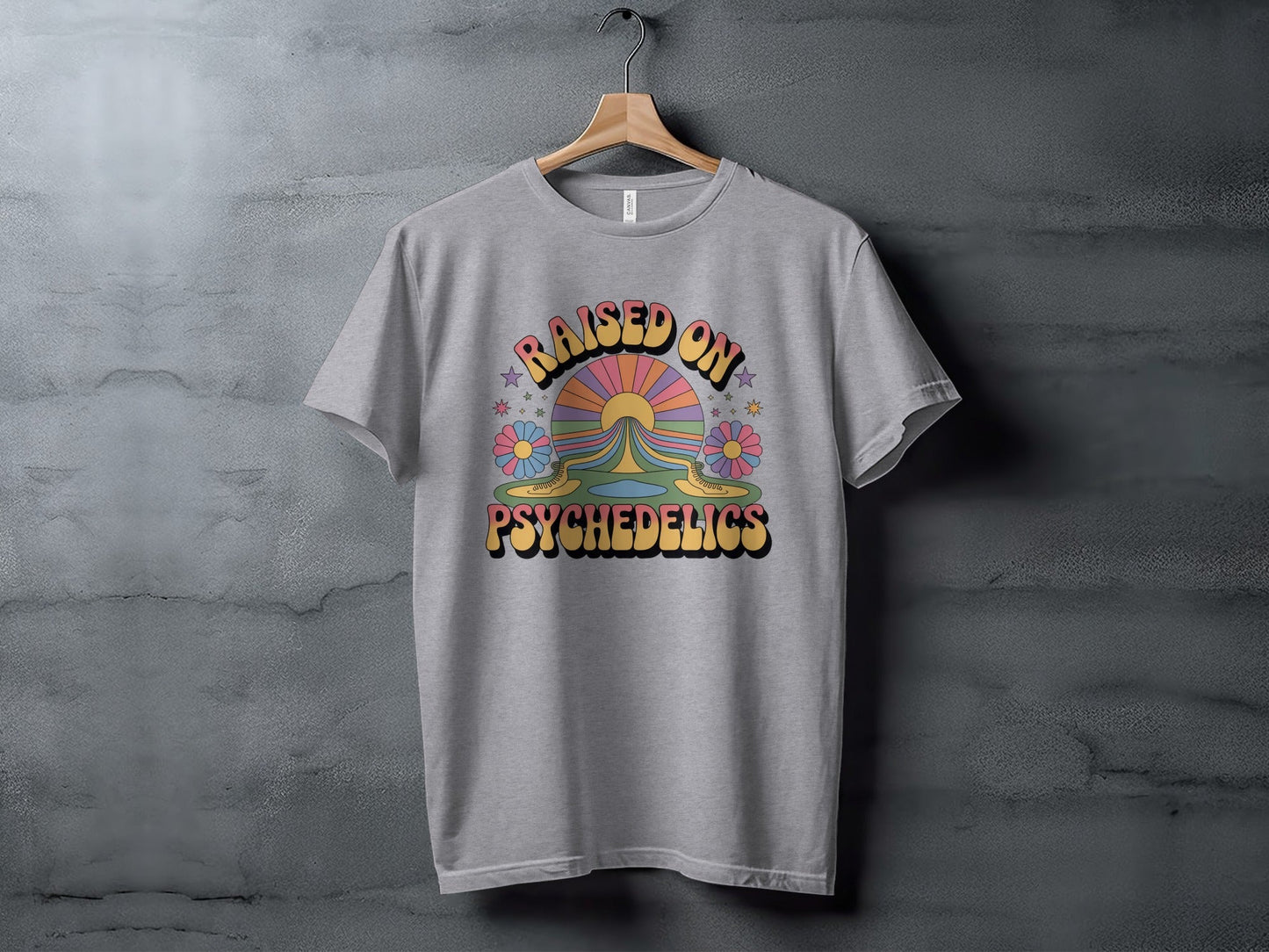 Raised On Psychedelics Retro Groovy Hippie Style T-Shirt