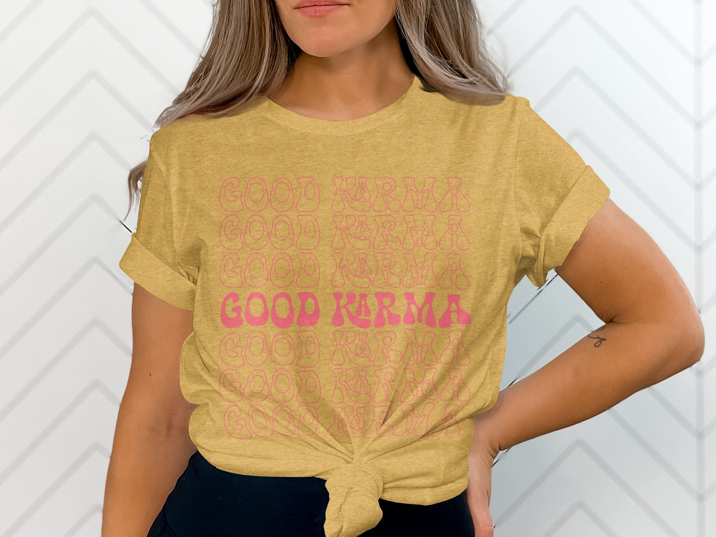 Good Karma Positive Vibes Graphic Design Pattern T-Shirt