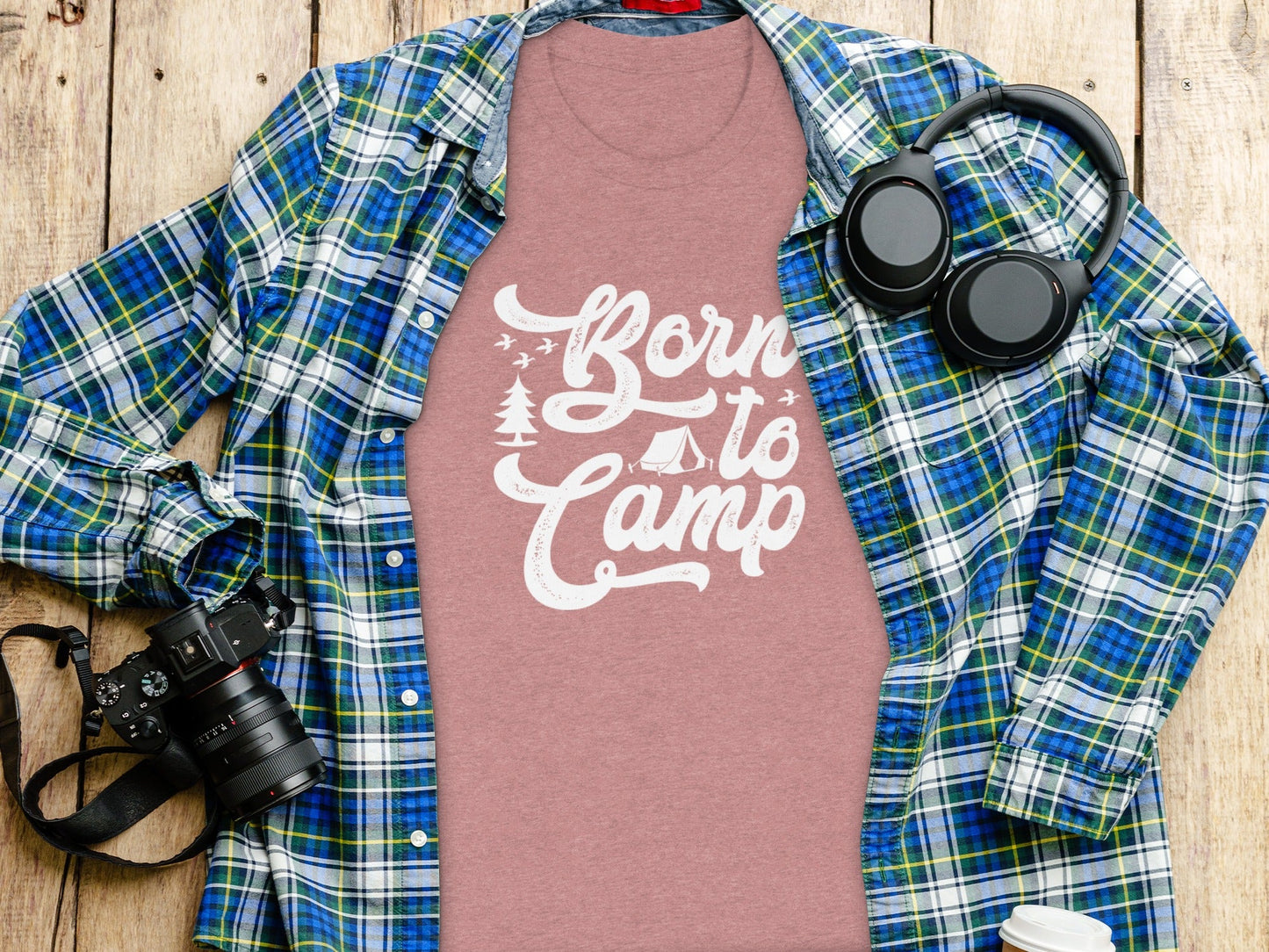 Born To Camp Vacation Hiking Nature Outdoors Fun T-Shirt