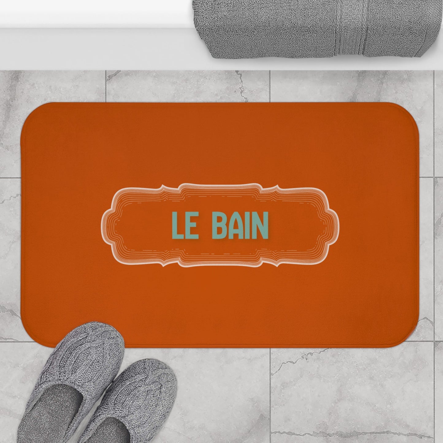 French 'Le Bain' Bath Mat, Terracotta, Chic Bathroom Rug