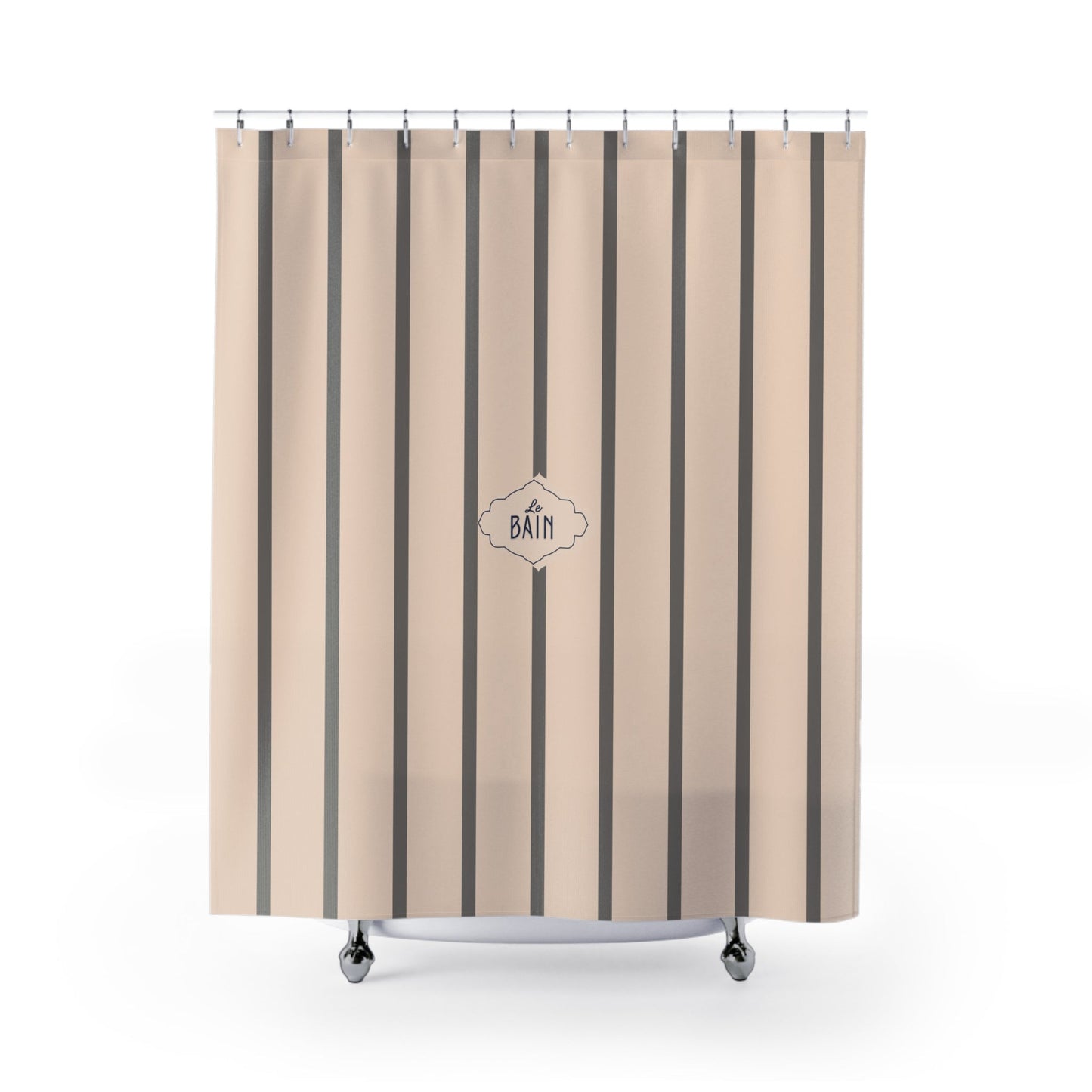 Shower Curtain — Grey Striped French 'Le Bain' Bathroom Decor