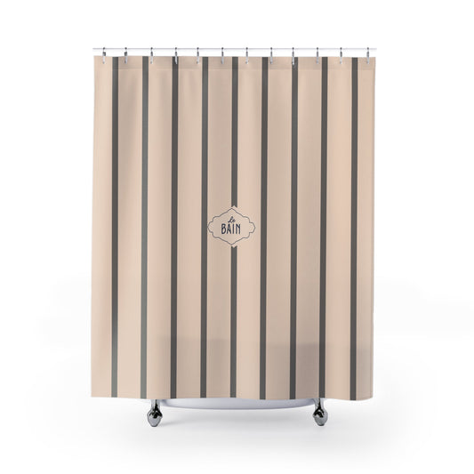 Shower Curtain — Grey Striped French 'Le Bain' Bathroom Decor