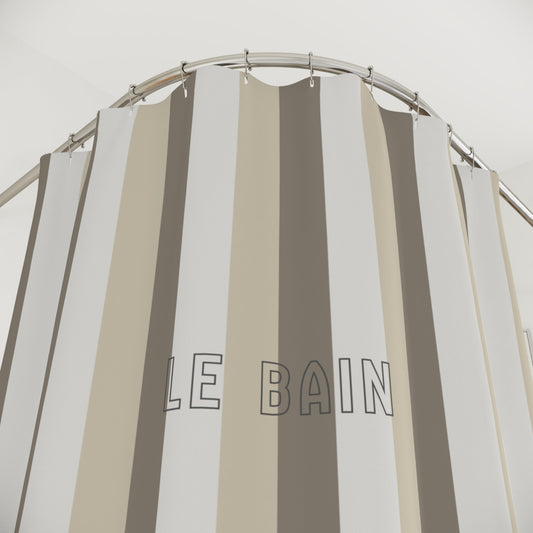 Striped 'Le Bain' Shower Curtain — Neutral Beige & Taupe Modern Bathroom Decor
