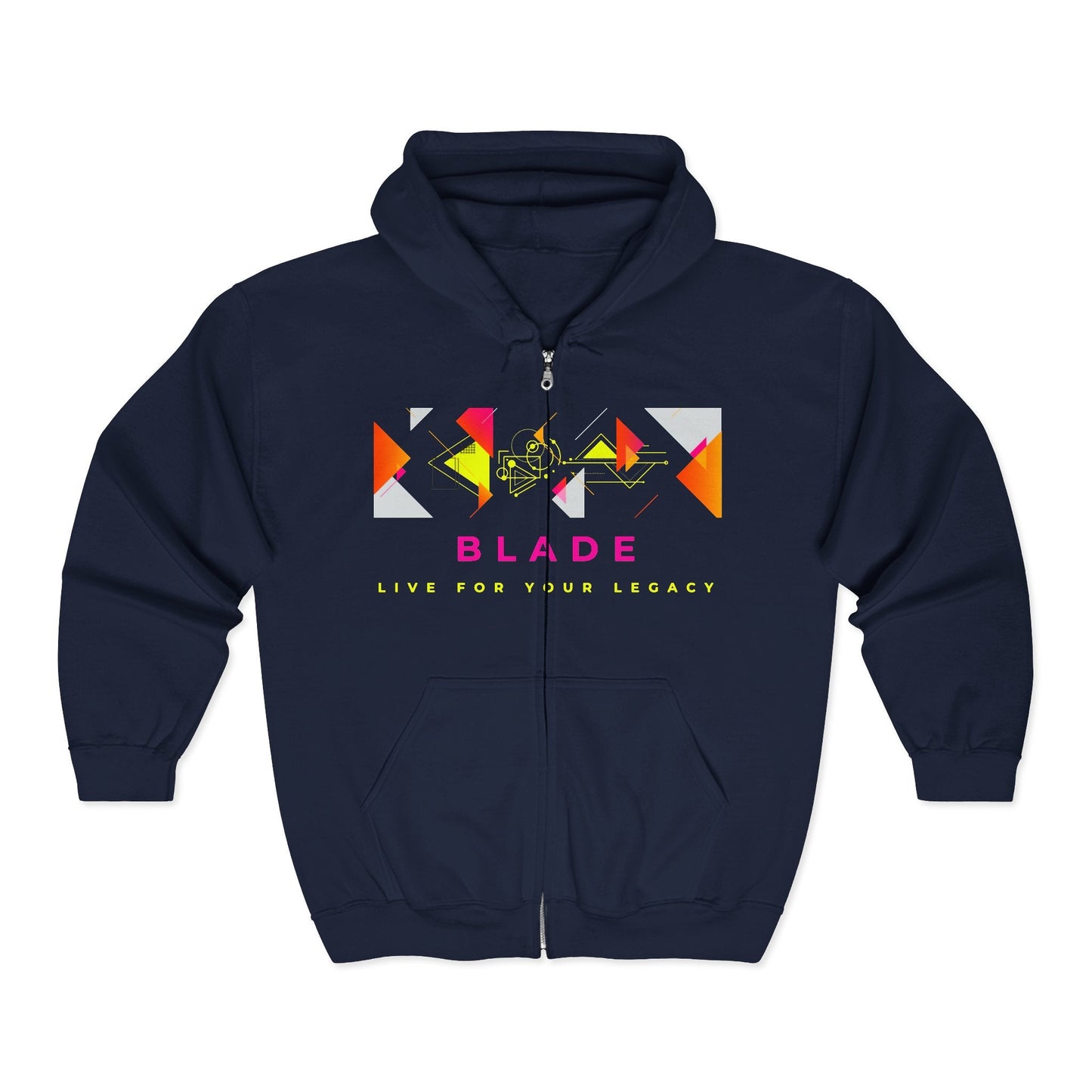 Geometric Odyssey Pink/Green Zip Hoodie