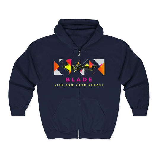 Geometric Odyssey Pink/Green Zip Hoodie