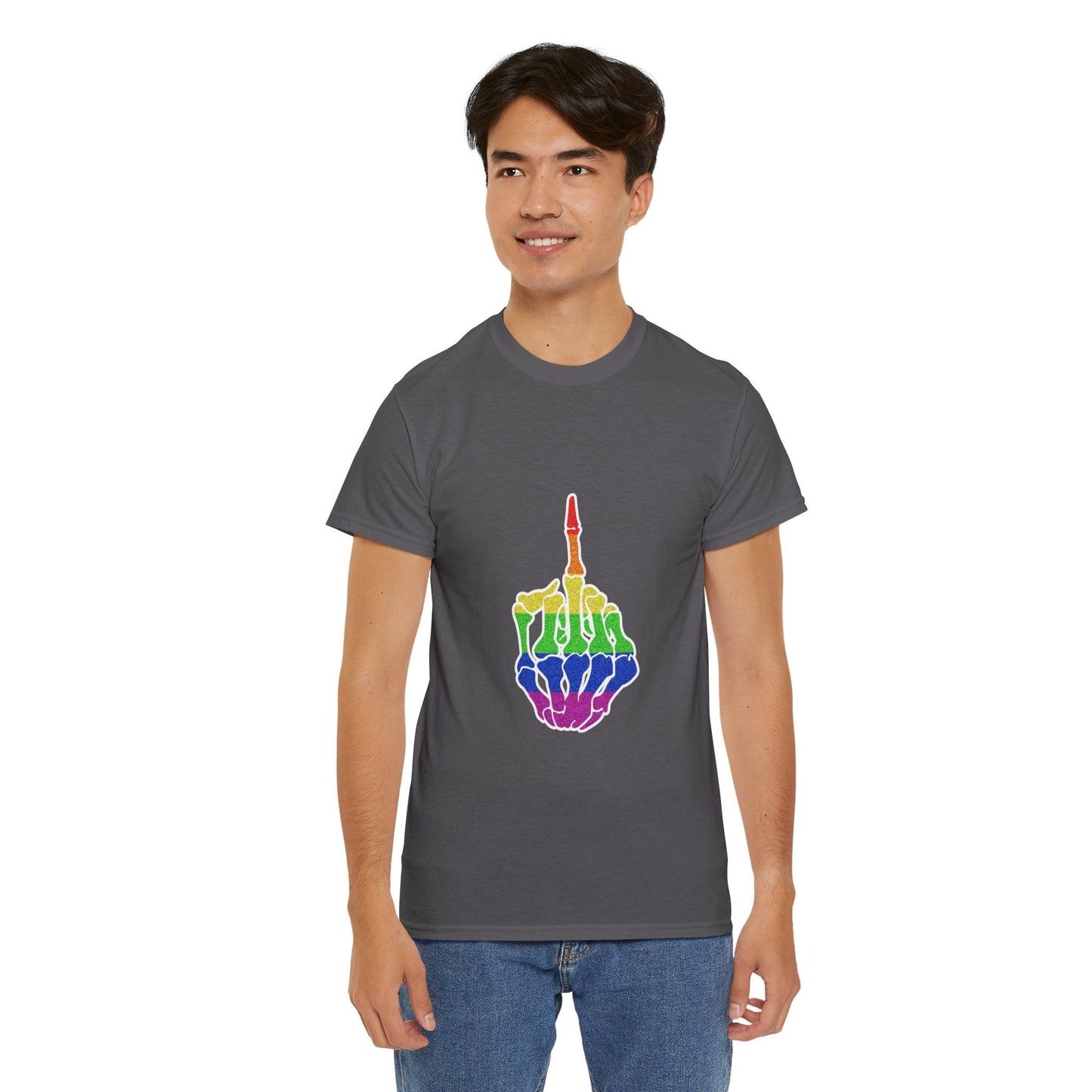 Rainbow Rebellion Skeleton Hand Unisex Cotton Top