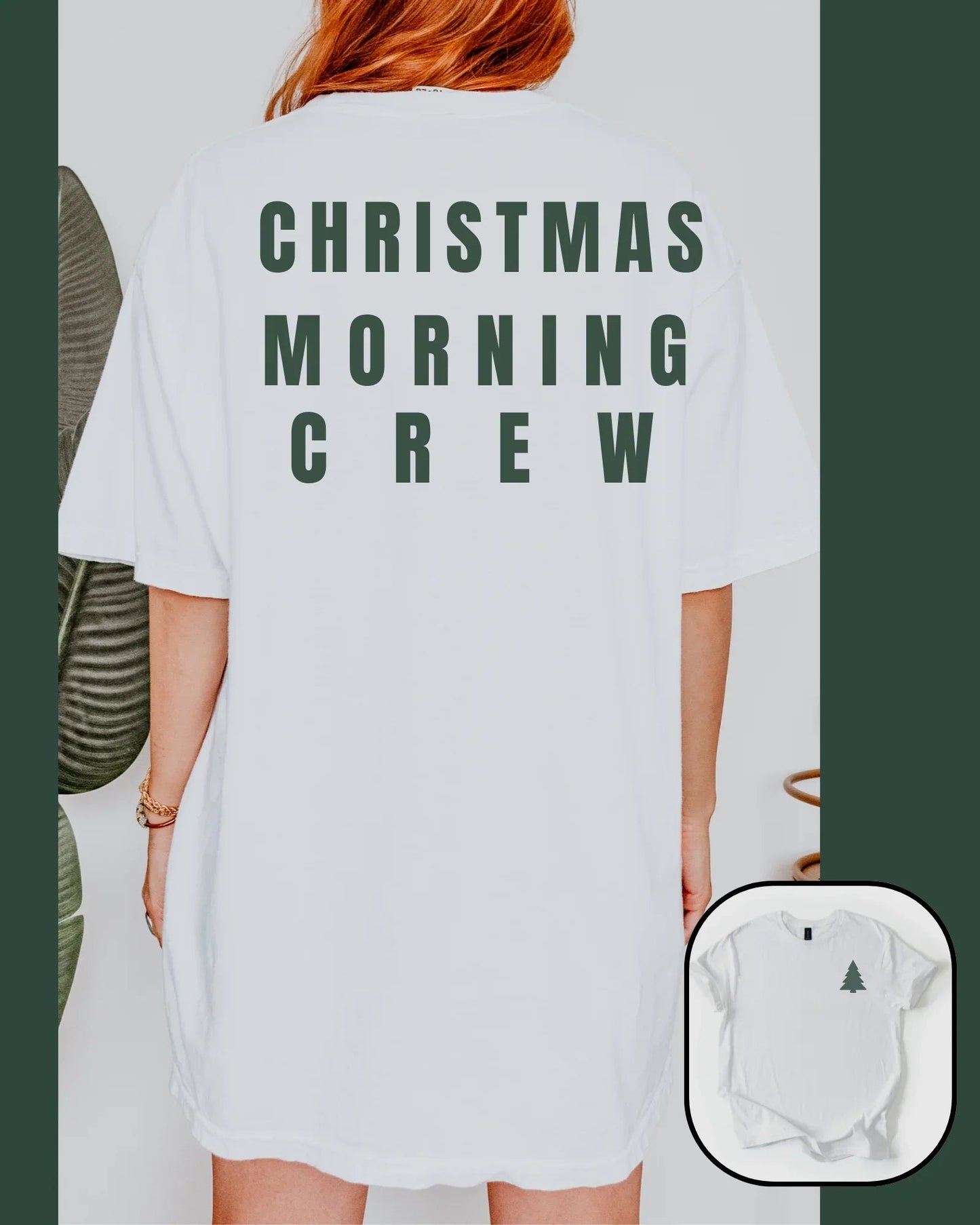 Christmas Morning Crew Tee – Front & Back Graphic Christmas Shirt | Family Matching Christmas Pajama Top | Holiday Morning Graphic Tee