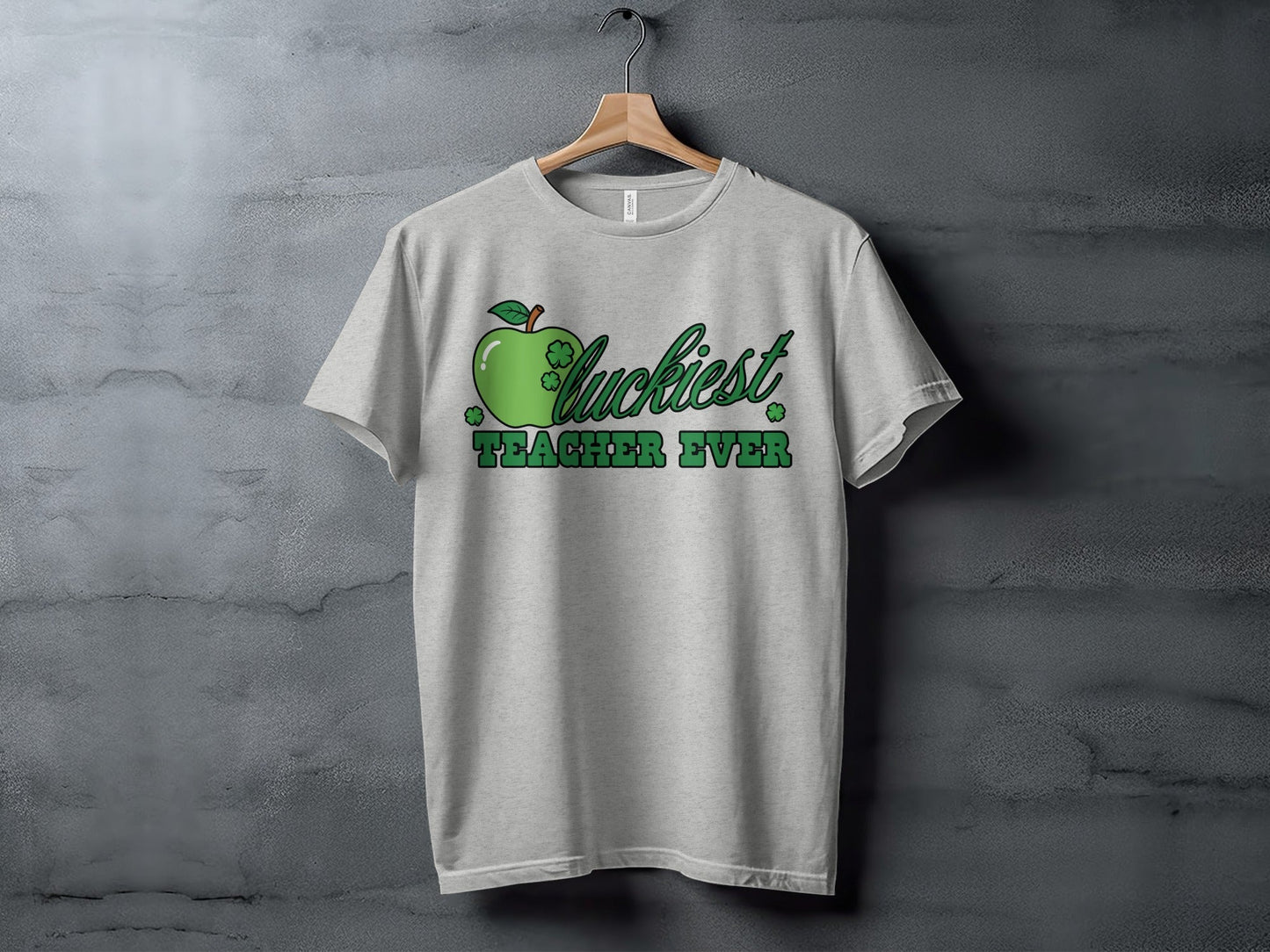 Luckiest Teacher Ever Clover Apple St Patricks Day T-Shirt