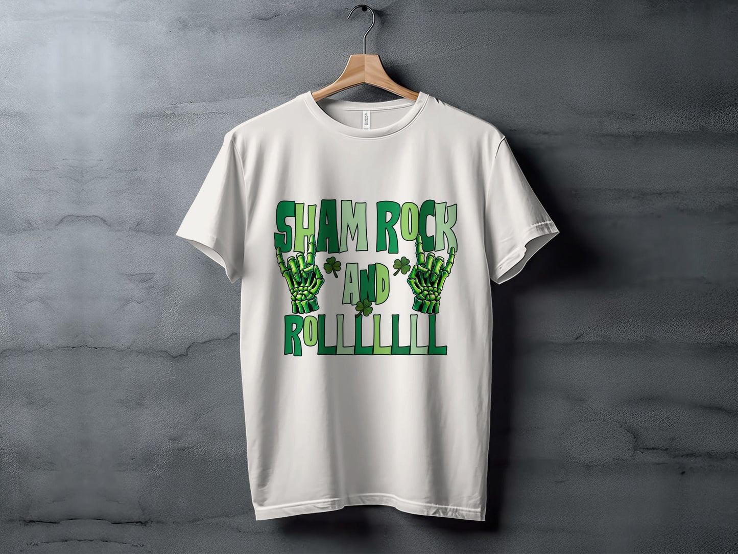Shamrock and Roll T-Shirt, St Patricks Day T-Shirt, Skeleton Hand T-Shirt, Lucky Clover T-Shirt, Irish T-Shirt, Funny St Patricks Day