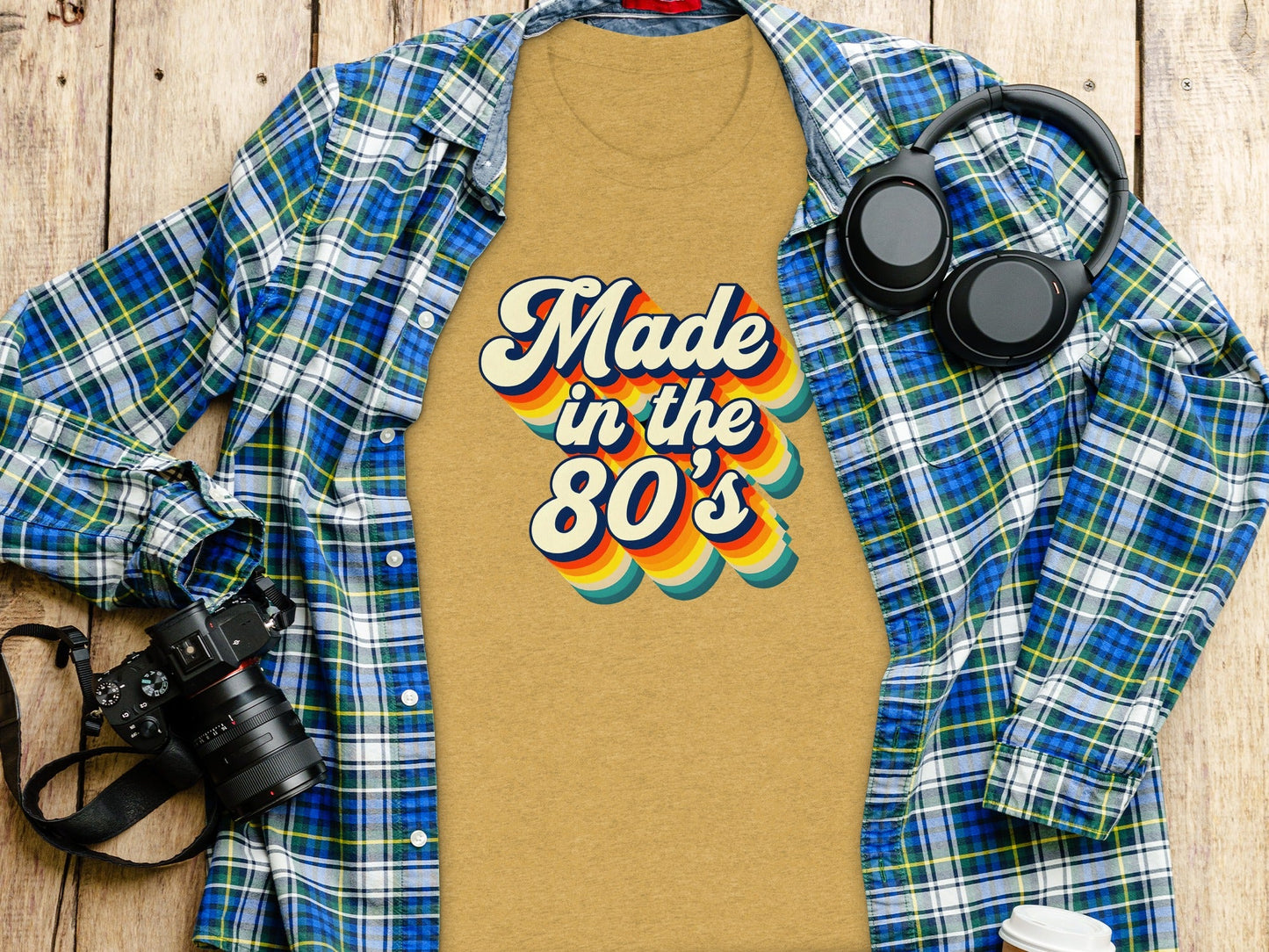 Awesome Made In The Eighties Rainbow Stripes Design T-Shirt