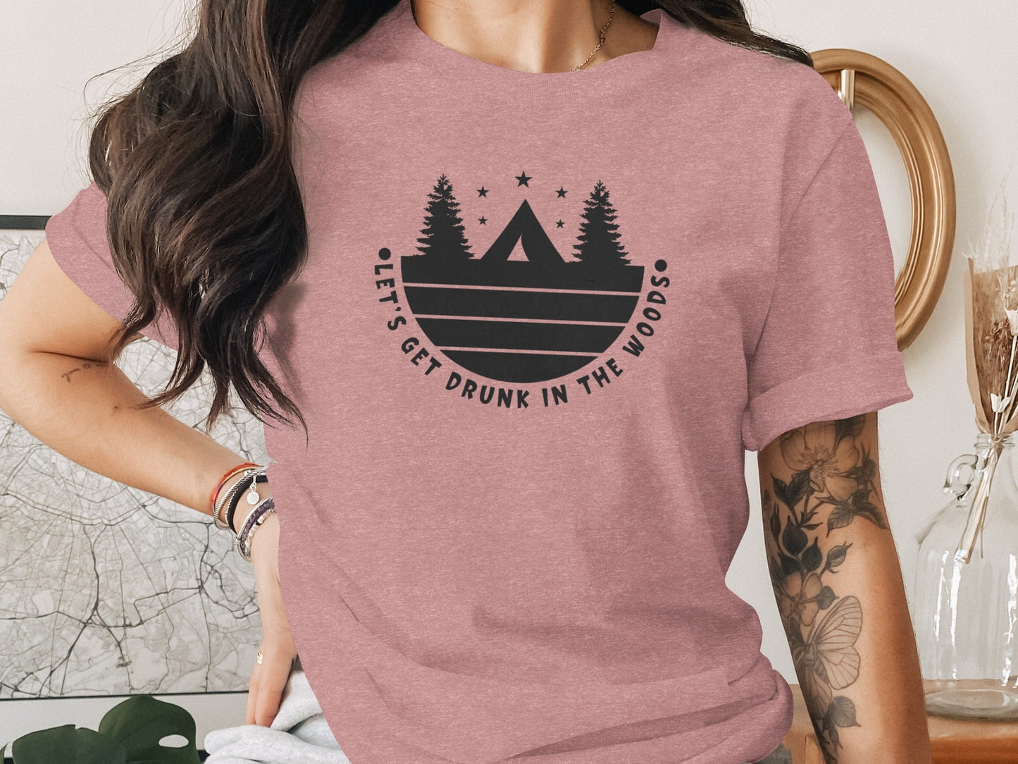 Let's Get Drunk In The Woods Camping Adventure T-Shirt
