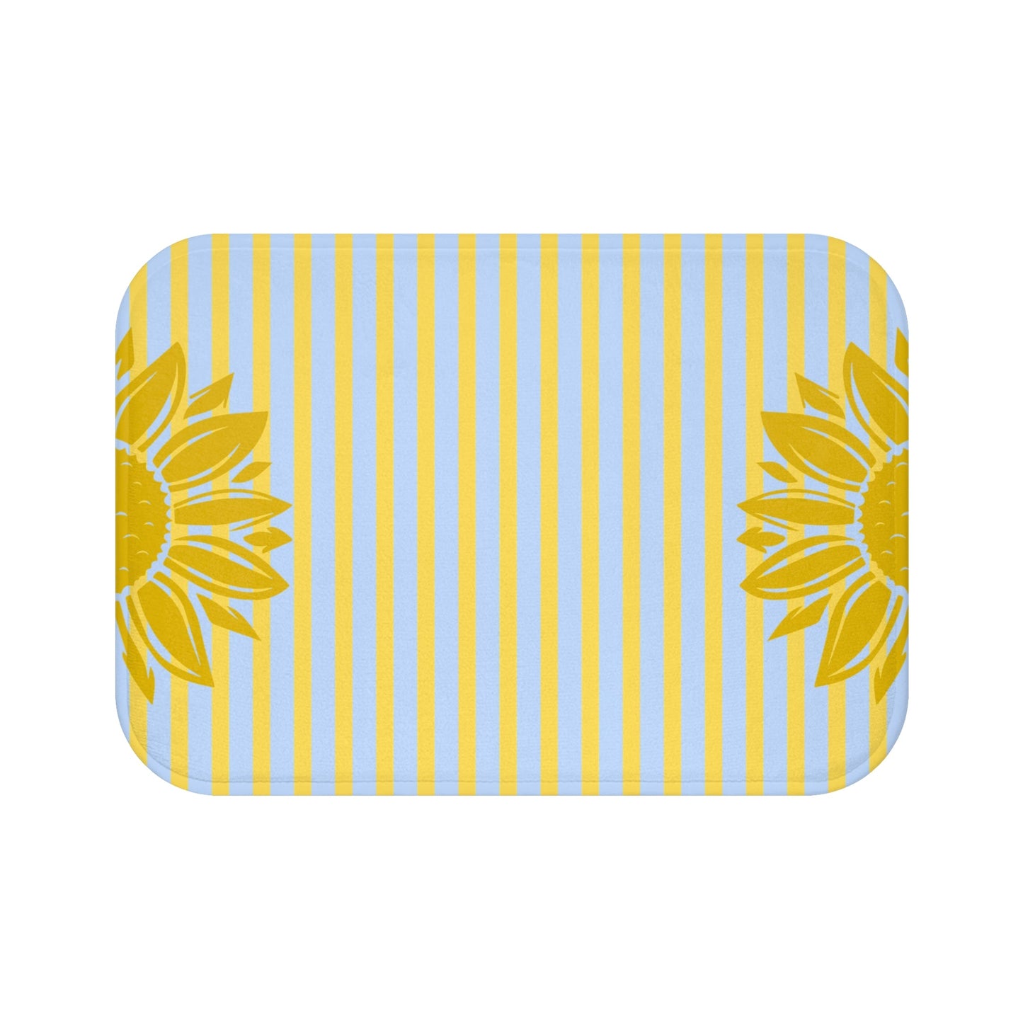 Preppy Sunflower Stripe Bath Mat – Yellow Sunflower Bathroom Rug
