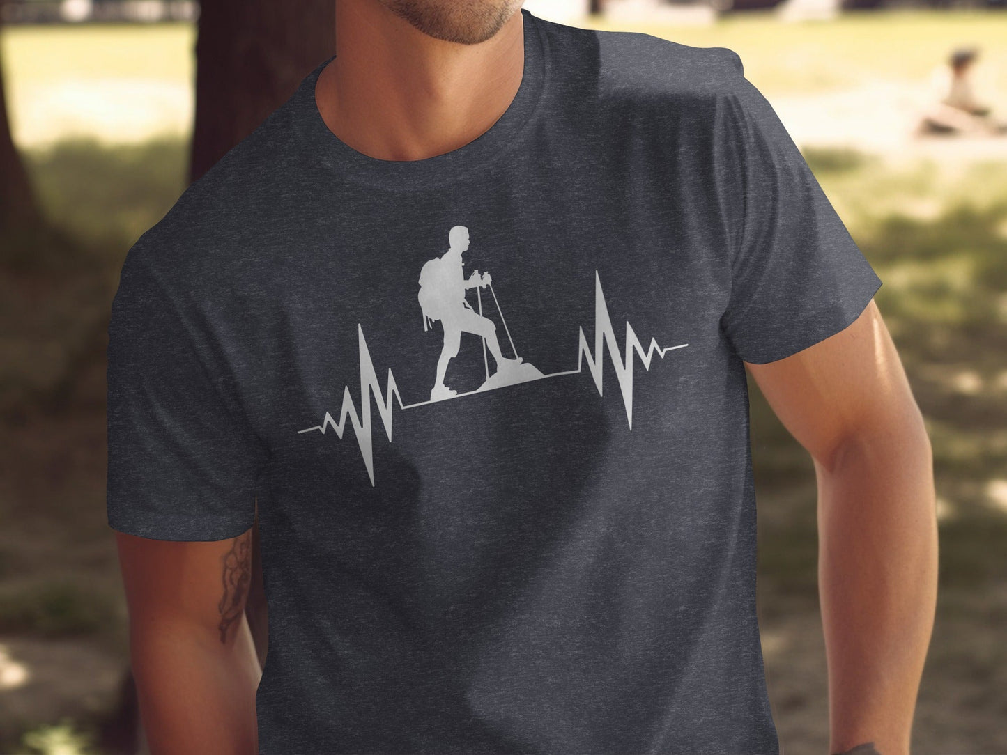 Hiking Heartbeat Outdoors Graphic Design Print T-Shirt