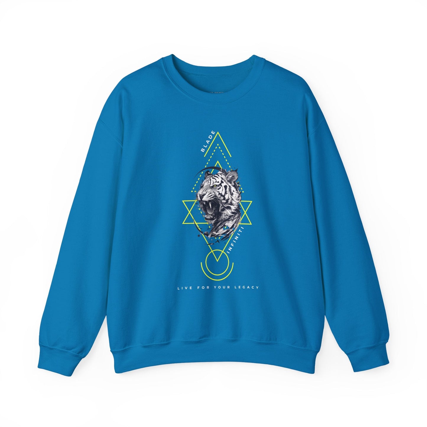 Geometric King Tiger V2 Neon Green Unisex Crewneck Sweater